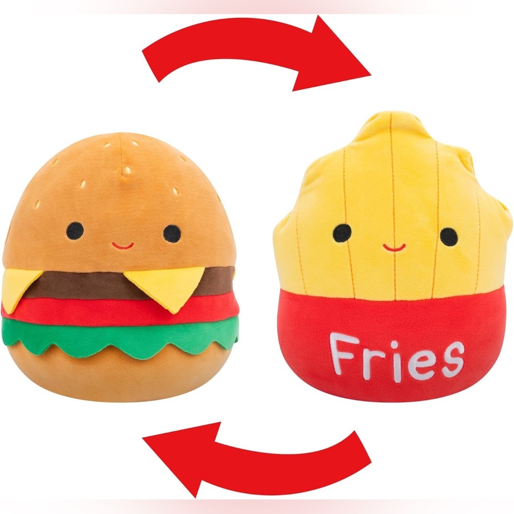 Squishmallows Burger and Fries Plush - Brown, Yellow, Red
